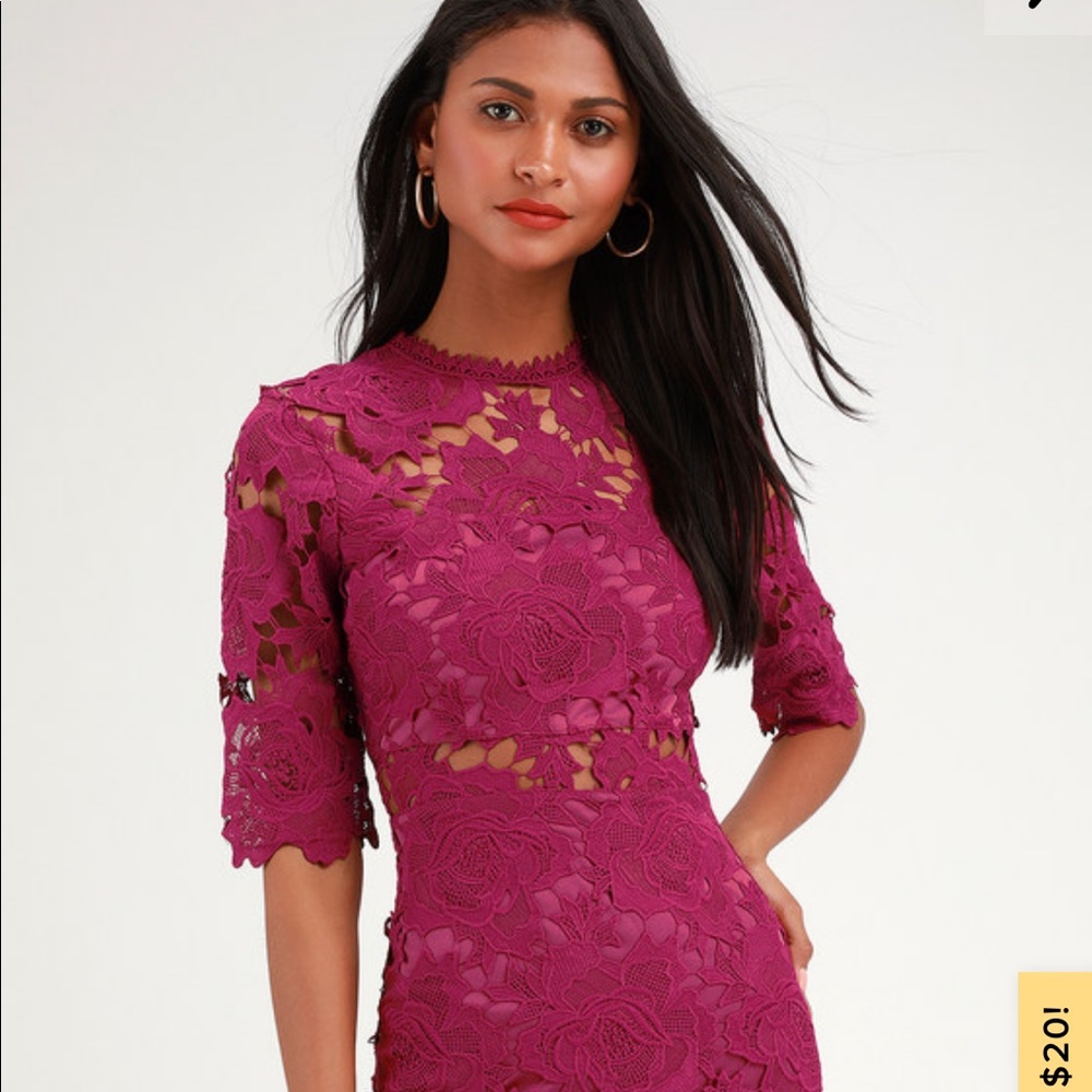 Maroon 3/4 sleeve Dress